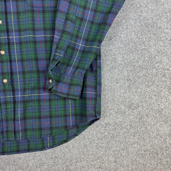 90s early 2000s Pendleton green plaid wool casual button-down shirt men’s M - Picture 9 of 14